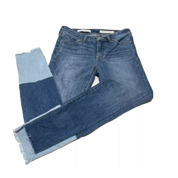 Pilcro & the Letterpress Anthropologie Script Jeans Two Tone Cut Out Cuffs SZ 27 - Picture 1 of 6